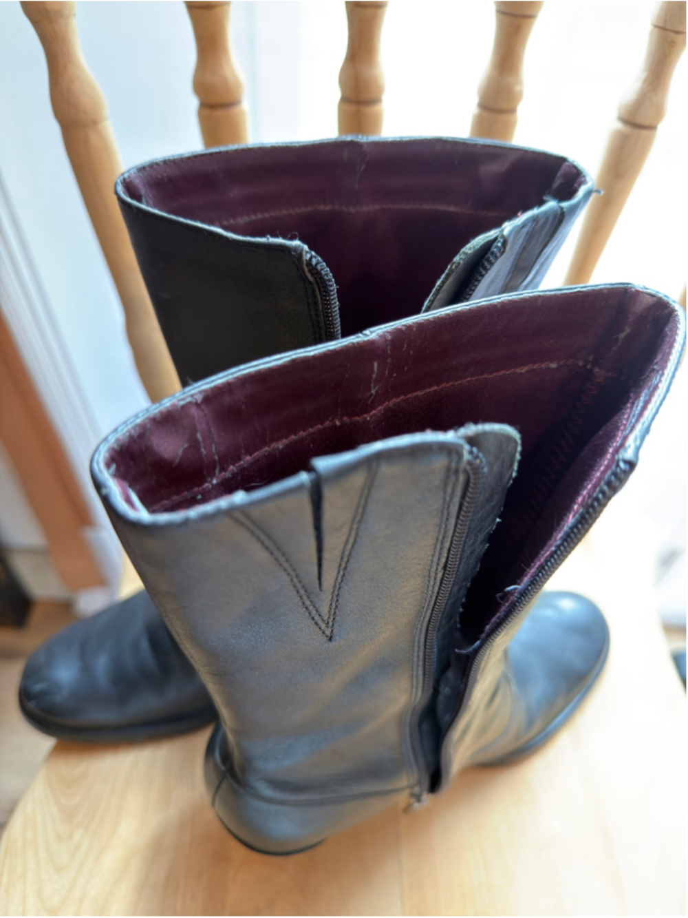 Tommy Hilfiger Black Leather Mid-Calf Boots Block Heel Side Zip Women’s - Picture 4 of 6